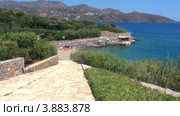 Террасные пляж и Средиземное море, Агиос Николаос, Крит (2012 год). Стоковое видео, видеограф Ростислав Агеев / Фотобанк Лори