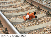 Игрушка на железнодорожном пути. Стоковое фото, фотограф Юрий Шурчков / Фотобанк Лори