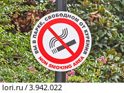 Предупреждение в парке в Лазаревском: «Вы в парке, свободном от курения» Стоковое фото, фотограф Владимир Сергеев / Фотобанк Лори