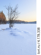 Зимний вечер на замерзшем озере. Стоковое фото, фотограф Виталий Веревкин / Фотобанк Лори