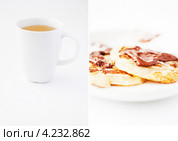 Чай и оладьи с шоколадом. Стоковое фото, фотограф Vdovina Elena / Фотобанк Лори