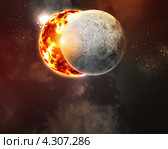 Две сталкивающиеся планеты в космосе. Стоковая иллюстрация, иллюстратор Sergey Nivens / Фотобанк Лори