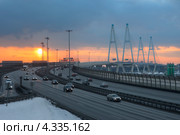 Санкт-Петербург. Вид на Кад и Большой Обуховский (Вантовый) мост (2013 год). Стоковое фото, фотограф Литвяк Игорь / Фотобанк Лори