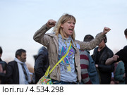 Мария Баронова, участница Болотного дела, участвует в "Митинге в защиту политзаключенных" в центре Москвы (2013 год). Редакционное фото, фотограф Николай Винокуров / Фотобанк Лори