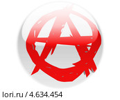 Символ анархии, изображенный на блестящем круглом значке. Стоковая иллюстрация, иллюстратор Клинц Алексей / Фотобанк Лори