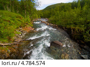 Горная река в зеленых горах Норвегии. Стоковое фото, фотограф Сергей Александров / Фотобанк Лори