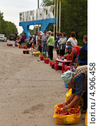 Продажа клубники на въезде в Байкальск (2013 год). Редакционное фото, фотограф Виктория Катьянова / Фотобанк Лори