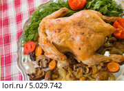 Запеченная курица подается на подносе. Стоковое фото, фотограф Яков Филимонов / Фотобанк Лори