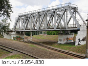 Металлический железнодорожный мост на МЖД РЖД (2012 год). Редакционное фото, фотограф Алёшина Оксана / Фотобанк Лори
