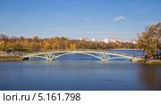 Металлический арочный мостик через водоем. Царицыно. Москва (2013 год). Редакционное фото, фотограф Андрей Андронов / Фотобанк Лори