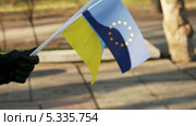 Флаги Украины и Евросоюза. Стоковое видео, видеограф Потийко Сергей / Фотобанк Лори