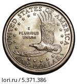 Монета США 1 доллар 2000 года.Доллар Сакагавеи ( Sacagawea dollar) .Парящий орёл. Стоковая иллюстрация, иллюстратор Евгений Мухортов / Фотобанк Лори