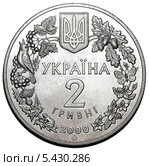 Монета Украины 2 гривны 2000 года. Обрамление природной тематики, герб. Стоковая иллюстрация, иллюстратор Евгений Мухортов / Фотобанк Лори