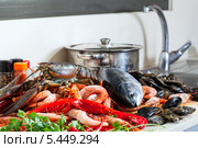 Свежие омары и другие морепродукты. Стоковое фото, фотограф Яков Филимонов / Фотобанк Лори