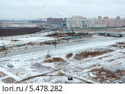 Дудергофский канал и строящийся мост. Планировка и застройка территории Финского залива вдоль Петергофского шоссе, Санкт-Петербург (2014 год). Стоковое фото, фотограф Кекяляйнен Андрей / Фотобанк Лори