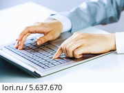 Руки деловой женщины, работающей за компьютером, крупный палн. Стоковое фото, фотограф Sergey Nivens / Фотобанк Лори