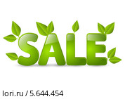 Концепция весенней распродажи. Зеленая надпись Sale. Стоковая иллюстрация, иллюстратор Евгения Малахова / Фотобанк Лори
