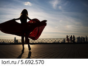 Танцовщица в юбке с широким подолом танцует на закате. Стоковое фото, фотограф Losevsky Pavel / Фотобанк Лори