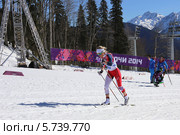 Зимние Олимпийские игры 2014 года в Сочи. Лыжная гонка на 10 км классическим стилем у женщин, бронзовый призер Тереза Йохауг (Норвегия) Редакционное фото, фотограф Алексей Гусев / Фотобанк Лори