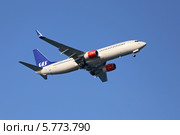 Самолет авиакомпании SAS Scandinavian Airlines Boeing 737-86N(WL) заходит на посадку (бортовой номер LN-RGH) (2014 год). Редакционное фото, фотограф Алексей Гусев / Фотобанк Лори