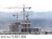 Строительные краны на постройке высотного дома. Стоковое фото, фотограф Кекяляйнен Андрей / Фотобанк Лори