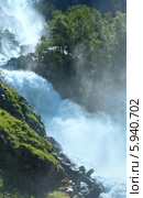 Водопад Latefossen на склоне горы (Норвегия) Стоковое фото, фотограф Юрий Брыкайло / Фотобанк Лори