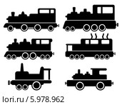 Силуэты грузовых поездов. Стоковая иллюстрация, иллюстратор Александр Галата / Фотобанк Лори