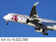 Самолет Airbus A350-900 на испытательных полетах в аэропорту Перпиньян, Франция (2014 год). Редакционное фото, фотограф Sergey Kustov / Фотобанк Лори