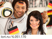 German couple supporting their national team. Стоковое фото, фотограф Phovoir Images / Фотобанк Лори