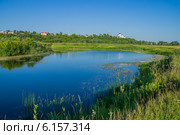 Город Арзамас. Берег реки Тёша с видом на Выездновские луга. Стоковое фото, фотограф Аркадий Рыпин / Фотобанк Лори