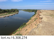 Вид с высокого берега реки Ахтуба жарким летом, Астраханская область. Стоковое фото, фотограф Алексей Гусев / Фотобанк Лори