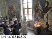 Храм Рождества Пресвятой Богородицы в селе Талеж, митрополит Ювеналий с кадилом (2014 год). Редакционное фото, фотограф Дмитрий Неумоин / Фотобанк Лори