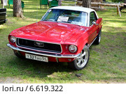 Ford Mustang—культовый автомобиль класса Pony Car. Парад автомобилей в музее-заповеднике «Томская писаница» (2014 год). Редакционное фото, фотограф александр афанасьев / Фотобанк Лори