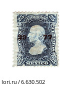 Почтовая марка Мексики с профилем Мигеля Идальго (1753-1811), 1858 год. Стоковая иллюстрация, иллюстратор Евгений Ткачёв / Фотобанк Лори