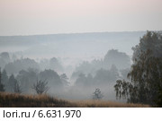 Раннее утро и туман в Подмосковье, район Коломны (2014 год). Стоковое фото, фотограф Дмитрий Неумоин / Фотобанк Лори