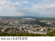 Вид с высоты Мишенной сопки на современную часть города Петропавловск - Камчатский летом (2014 год). Стоковое фото, фотограф Ольга Липунова / Фотобанк Лори