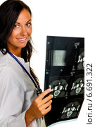 woman doctor with x-ray image. Стоковое фото, фотограф Erwin Wodicka / Фотобанк Лори