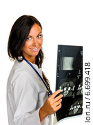 woman doctor with x-ray image. Стоковое фото, фотограф Erwin Wodicka / Фотобанк Лори