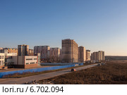 Коммунарка. Новые дома новостроек и стройка осенью в Новой Москве (2014 год). Стоковое фото, фотограф Алексей Голубович / Фотобанк Лори