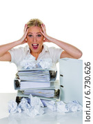woman in office with burnout. Стоковое фото, фотограф Erwin Wodicka / Фотобанк Лори