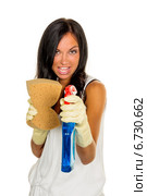 housewife annoys brush over. Стоковое фото, фотограф Erwin Wodicka / Фотобанк Лори