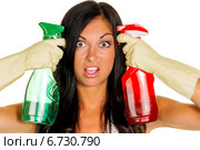housewife annoys brush over. Стоковое фото, фотограф Erwin Wodicka / Фотобанк Лори