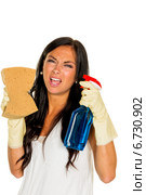 clean housewife with stress during. Стоковое фото, фотограф Erwin Wodicka / Фотобанк Лори