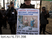 Работники образования во время шествии против сокращения рабочих мест и бюджетного финансирования в городе Москве, Россия, 30 ноября 2014. Редакционное фото, фотограф Николай Винокуров / Фотобанк Лори