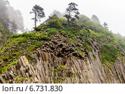 Вершина скалы на мысе Столбчатый, остров Кунашир. Стоковое фото, фотограф Евгений Городецкий / Фотобанк Лори