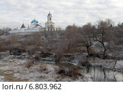 Город Серпухов,  Высоцкий монастырь на берегу реки Нары поздней осенью (2014 год). Стоковое фото, фотограф Дмитрий Неумоин / Фотобанк Лори