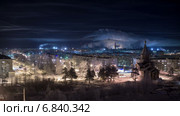 4К таймлапс. Город Сегежа, Карелия. Центральная улица зимой, целлюлозно бумажный комбинат (2014 год). Стоковое видео, видеограф Кекяляйнен Андрей / Фотобанк Лори