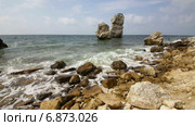Побережье Черного моря в Крыму, мыс Тарханкут. Стоковое видео, видеограф Анатолий Типляшин / Фотобанк Лори