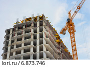 Строительство шестнадцатиэтажного жилого дома с помощью китайского башенного крана Zoomlion (2015 год). Редакционное фото, фотограф Евгений Мухортов / Фотобанк Лори