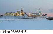 Ленинская дамба и Казанский кремль зимним вечером (2015 год). Стоковое видео, видеограф Вадим Хомяков / Фотобанк Лори